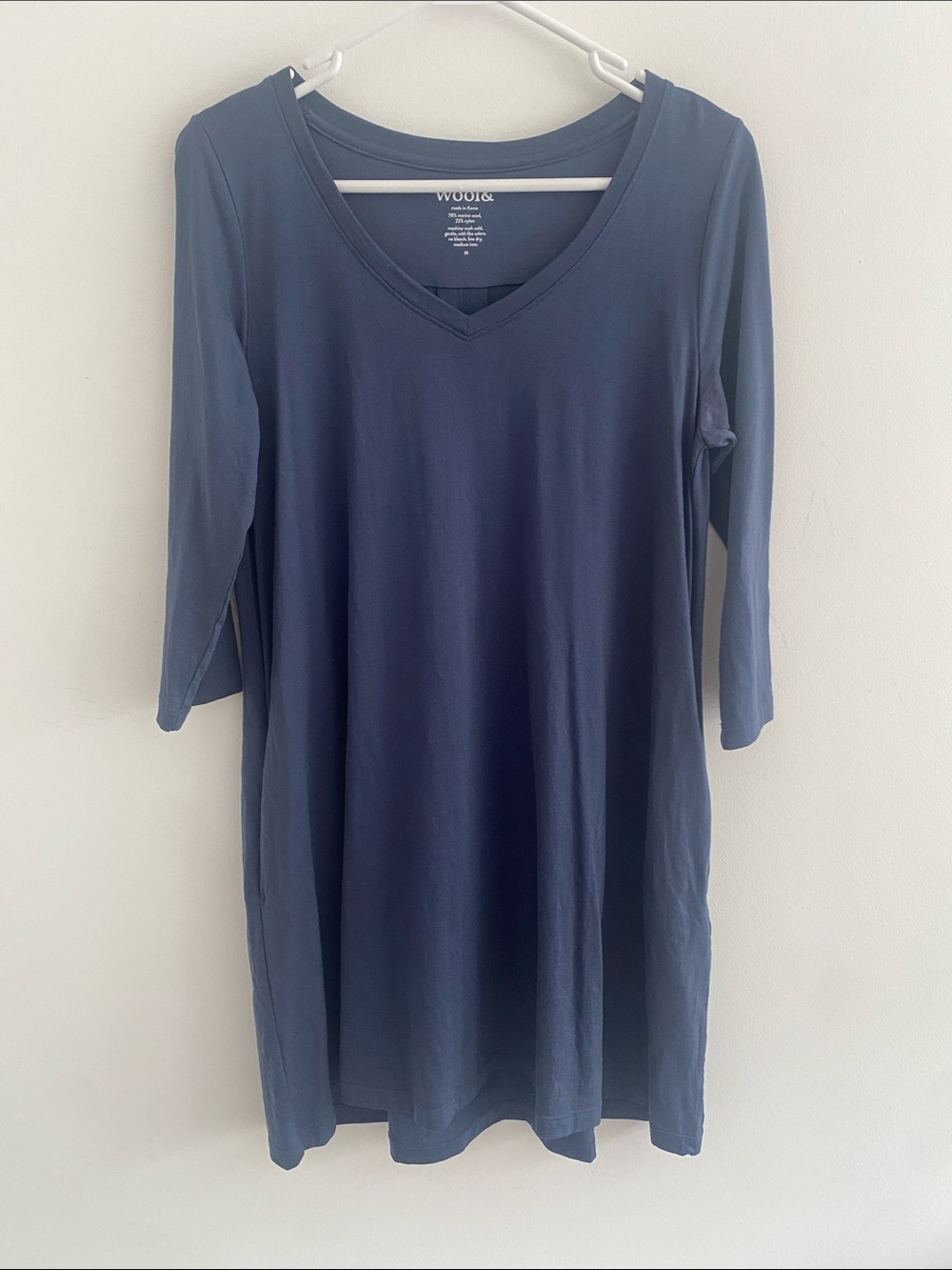 Wool& Willow Legacy Swing Dress Merino Wool Marine Blue Size Medium